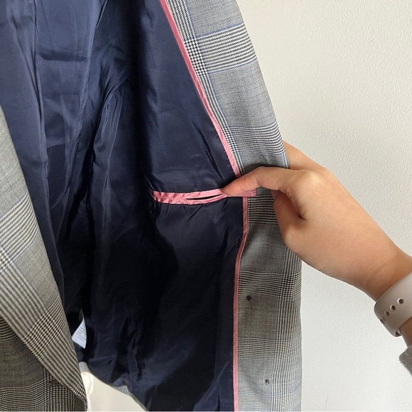 J Crew Wool Glen Plaid Ruffle Pocket Blazer in Classic Gray - Picture 10 of 13